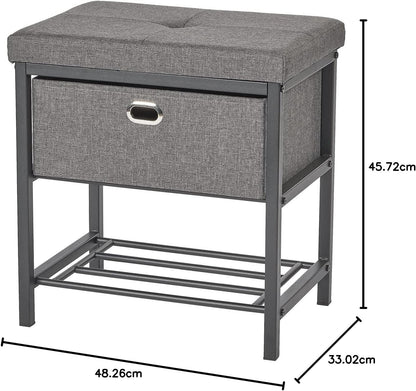 Neatfreak Storage Bench With Drawer - Entryway Seat With Shoe Rack - Home Decor Stool for Mudroom, Foyer or Foot Rest - 13 x 18 x 19 Inch