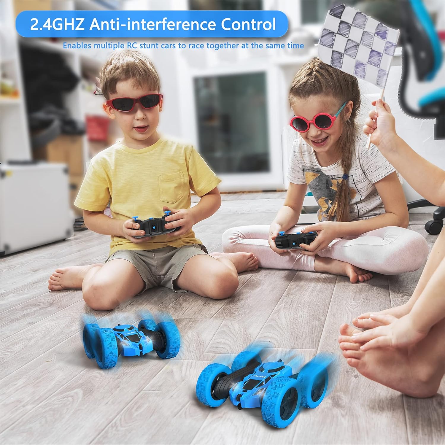 Remote Control Stunt Car for Kids – 360° Rotating 4WD Electric RC Vehicle with LED Lights, Rechargeable 2.4GHz Toy Car for Boys & Girls Ages 6–12 - PuriLite