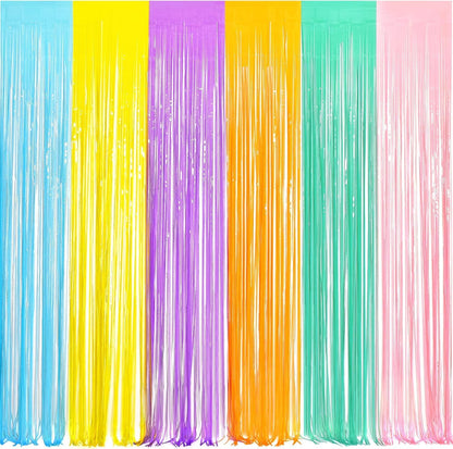 BRAVESHINE Pink Glitter Tinsel Foil Fringe Curtain - 2 Pcs 3.2x8.2 ft Metallic Party Supplies Photo Backdrop for Girl Princess Birthday Unicorn Bachelorette Butterfly Bridal Shower Party Decorations