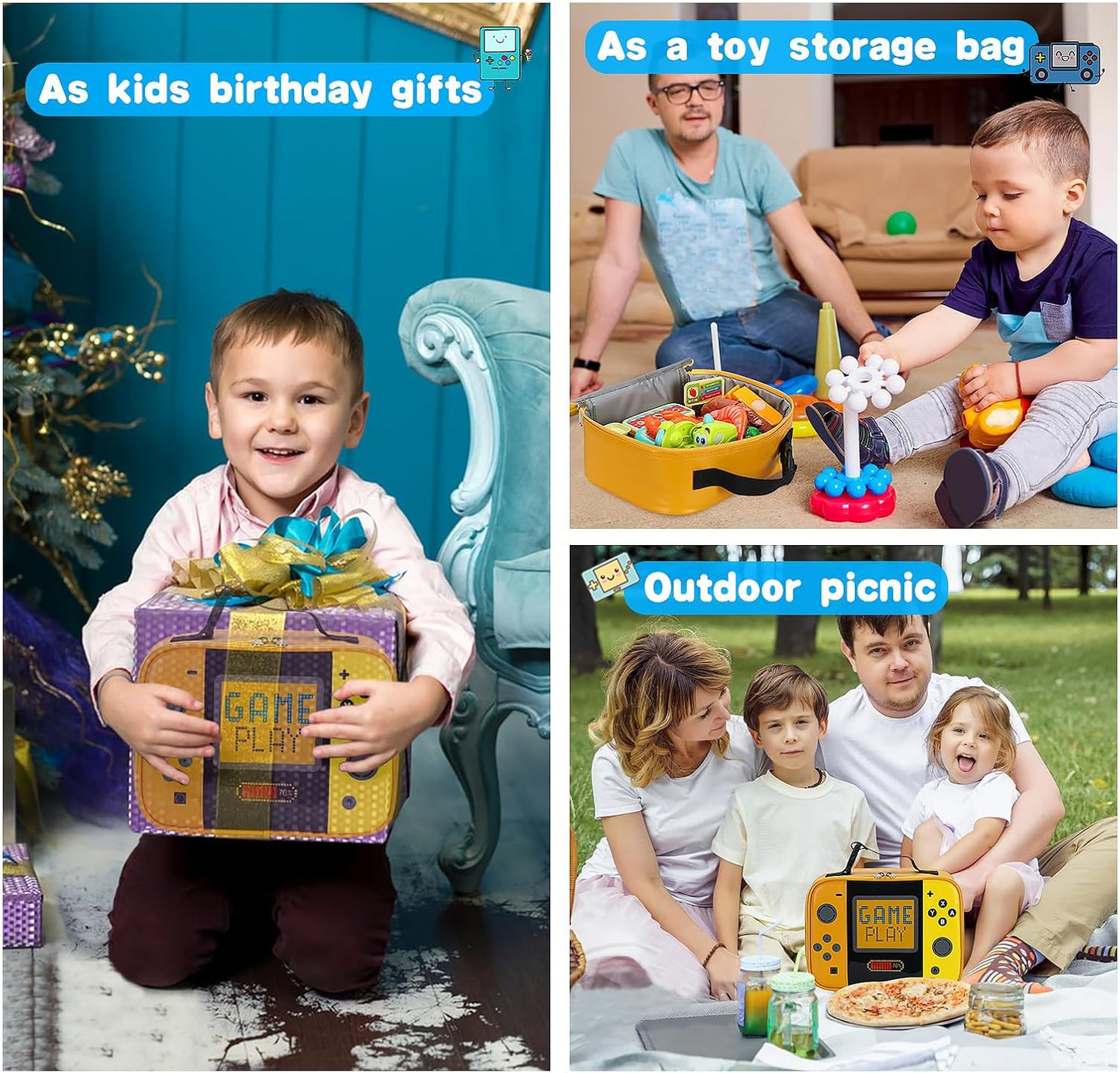 Kids Lunch Bag Insulated Back to School Reusable Tote Lunch Box for Girls Boys-Game Play