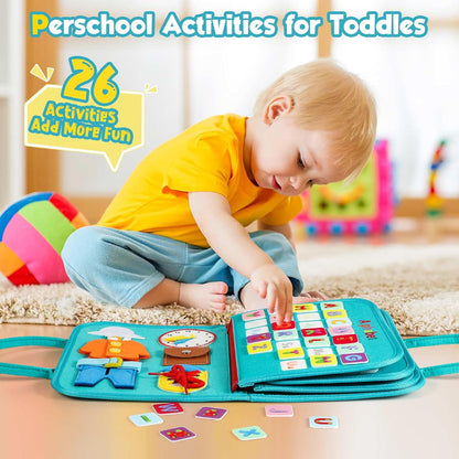 Winblo Toddler Busy Board - Montessori Toys for Toddler Girl Birthday Gift, Educational Learning Sensory Busy Book for Girls, Airplane Car Travel Activities Toy for Toddlers
