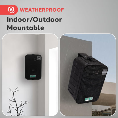 Pyle Outdoor Speaker System – 300W Waterproof Wall-Mounted Speakers with Powerful Bass & Long-Range Sound – Indoor/Outdoor Audio for Home, Patio, Pool & More