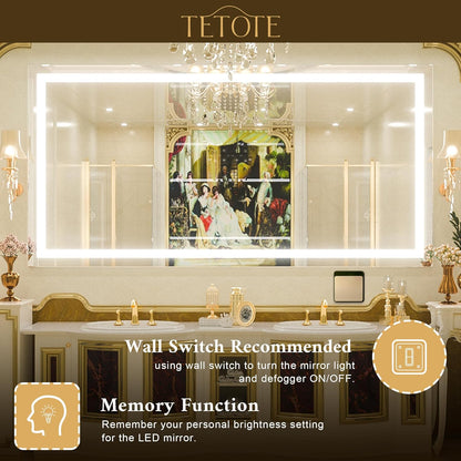 TETOTE 36 x 28 Bathroom LED Mirror Bedroom LED Mirror Fashion Style Vanity Makeup Mirror Dimmable Anti-Fog Wall Mounted Birthday Gift Housewarming Gift Wedding Gift