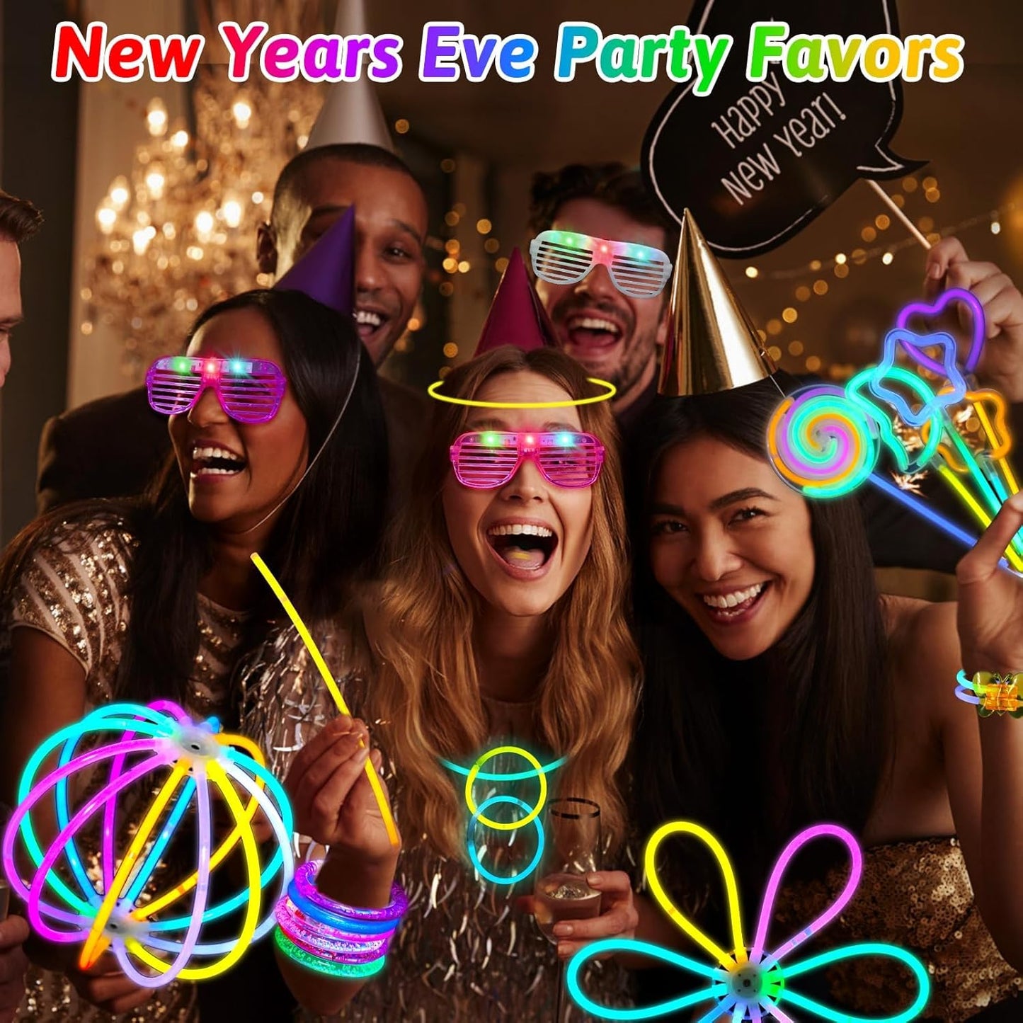 156Pcs Glow In The Dark Party Supplies for Kids/Adults, Light Up Accessories LED Bracelet Necklaces Glasses Headband Glow Sticks Bulk Party Pack Neon Disco Birthday Pool Summer Party Decorations