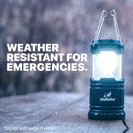MalloMe Lantern Camping Lights - Camping Lanterns for Power Outages - Tent Lights LED Lantern Light for Hanging in Camp Tents - Battery Powered LED Outage Lamp (Rechargeable Batteries Not Included)