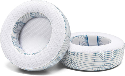 WC Freeze Virtuoso - Hybrid Fabric Cooling Gel Replacement Earpads for Corsair Virtuoso Gaming Headset, Made by Wicked Cushions, Improved Durability, Thickness and Sound Isolation | 90s White