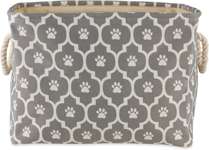 DII Bone Dry RoundSmall Pet Toy and Accessory Storage Bin, 12"(Dia) x9(H), Collapsible Organizer Storage Basket for Home Decor, Pet Toy, Blankets, Leashes and Food-Gray Stripes
