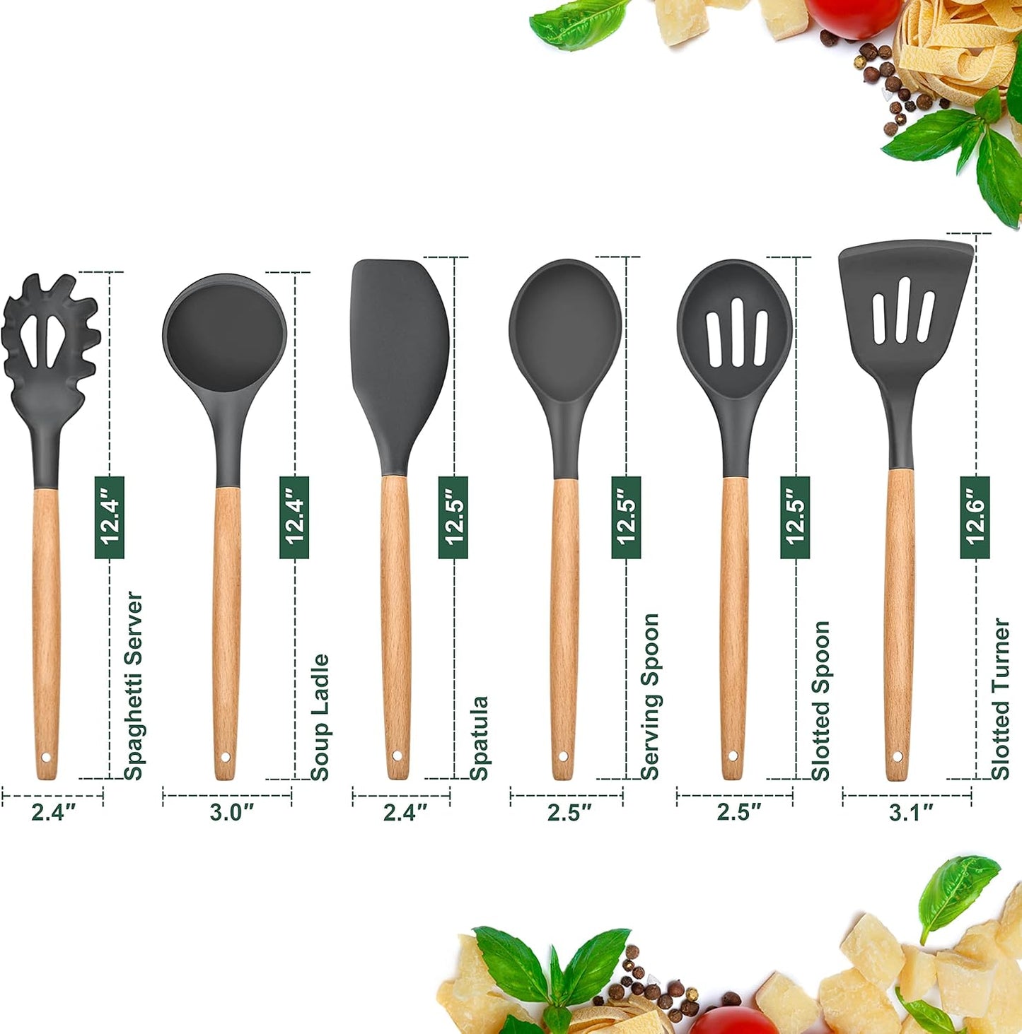 Purilite Select 6-Piece Silicone Cooking Utensil Set