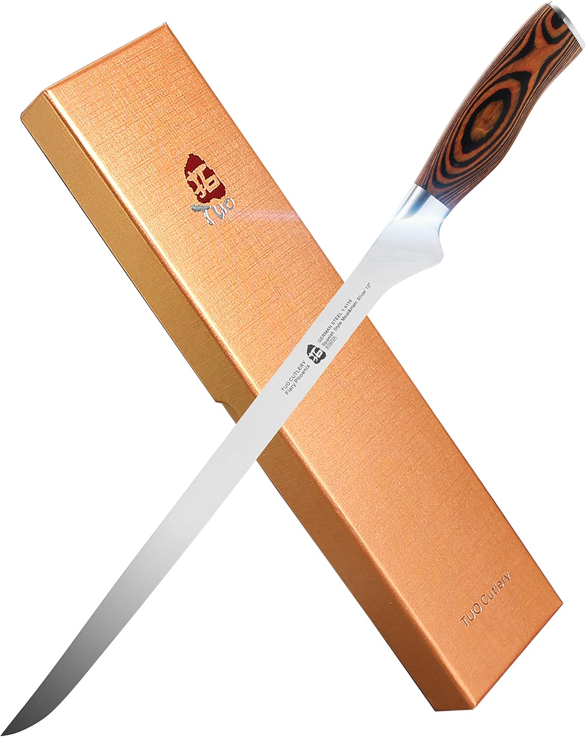 TUO Boning Knife - Razor Sharp Fillet Knife - High Carbon German Stainless Steel Kitchen Cutlery - Pakkawood Handle - Luxurious Gift Box Included - 7 inch - Fiery Phoenix Series