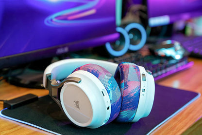 WC Upgraded Replacement Earpads for Corsair Virtuoso RGB Wireless Gaming Headset Made by Wicked Cushions | Improved Durability, Thickness, Softer Leather, and Sound Isolation | (Geo Grey)