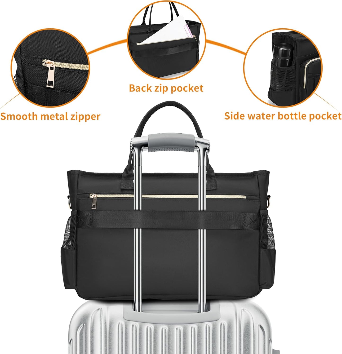 Laptop Tote Bag, Middle Size Computer Messenger Teacher Bag with 15.6'' Padded Laptop Sleeve - PuriLite
