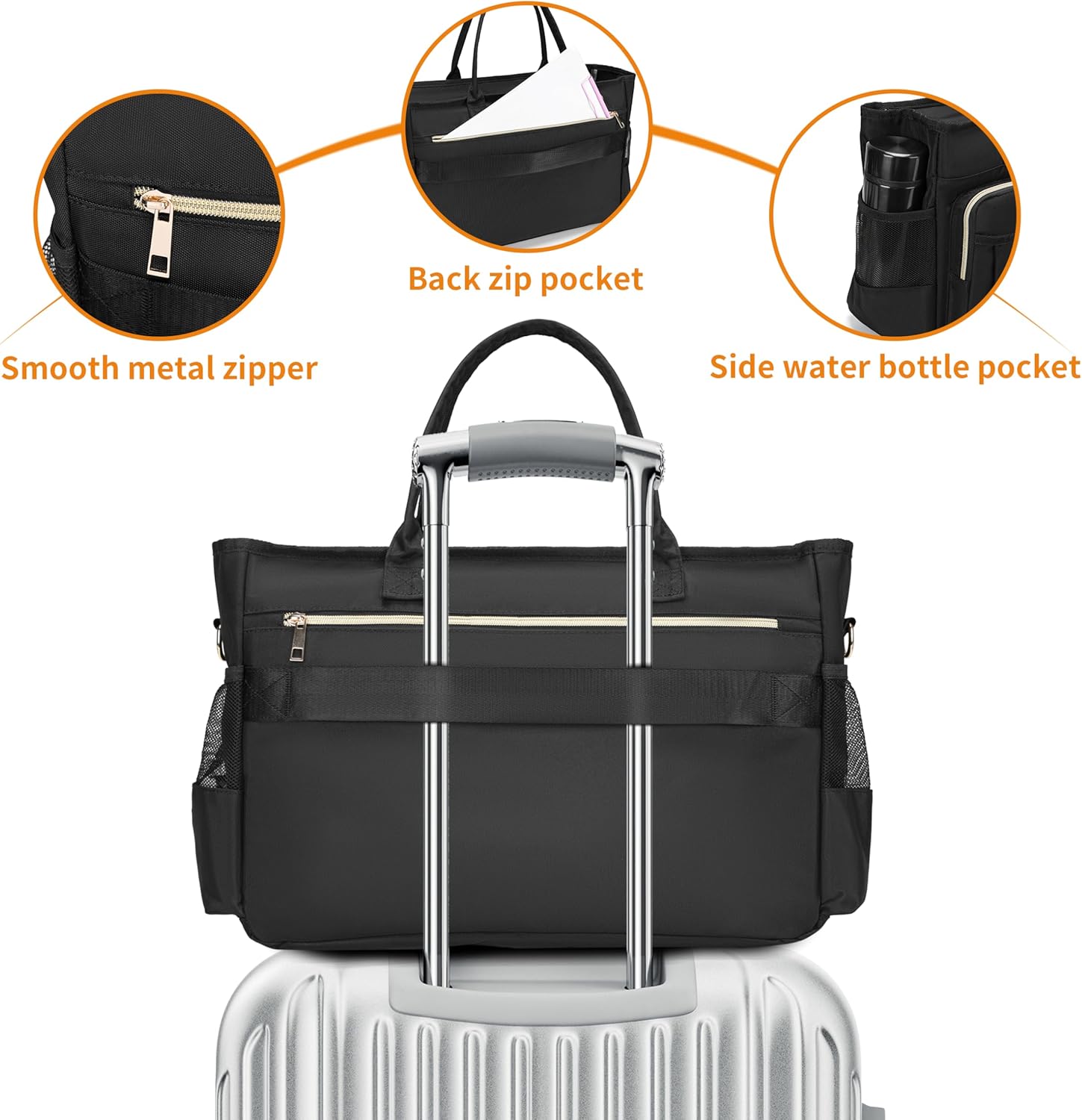 Laptop Tote Bag, Middle Size Computer Messenger Teacher Bag with 15.6'' Padded Laptop Sleeve - PuriLite