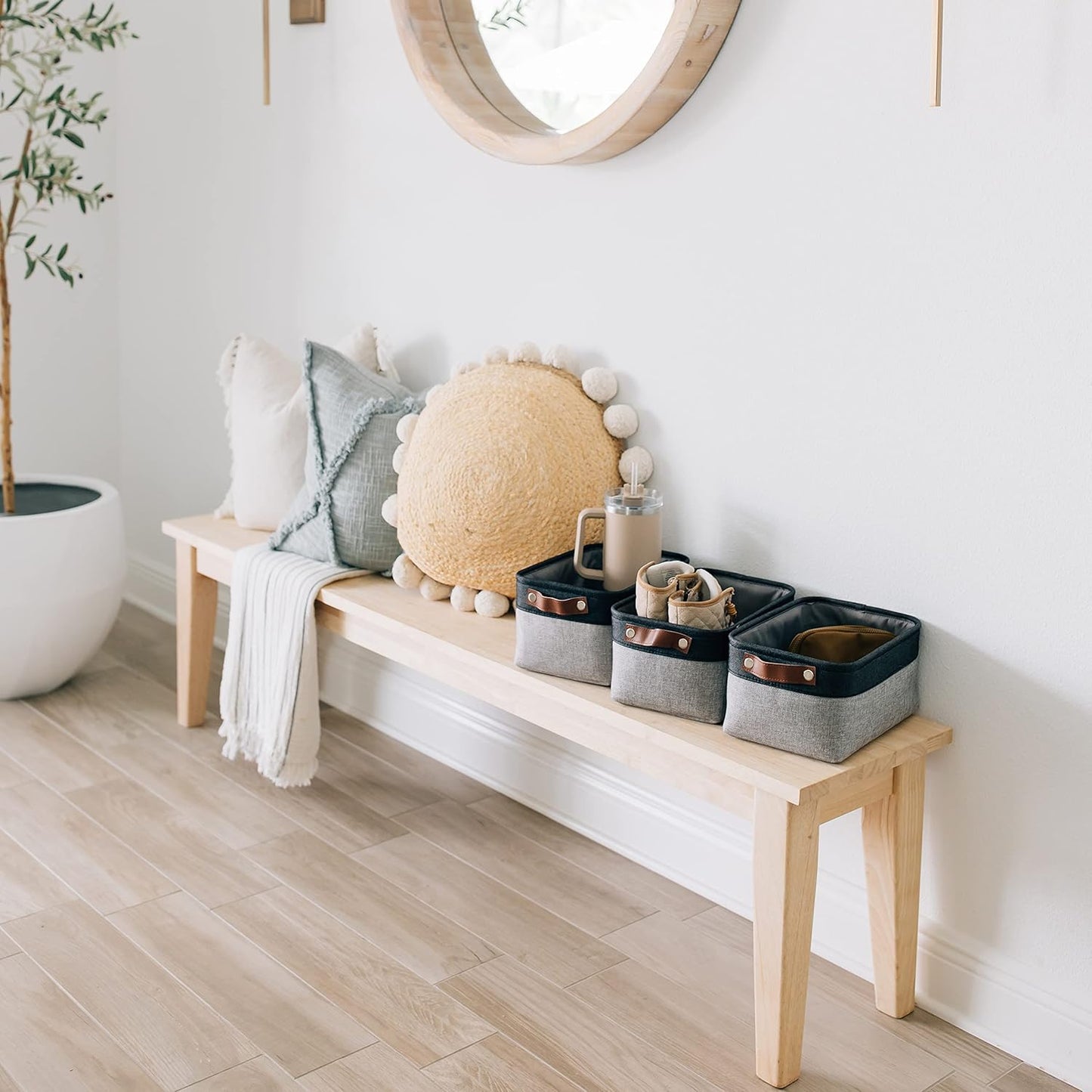 OrganiHaus Large Fabric Storage Baskets for Shelves 3 Pack, 15x11in Closet Storage Bins for Shelves, Cloth Baskets, Fabric Storage Cubes, Linen Closet Organizers, Fabric Basket, White Basket