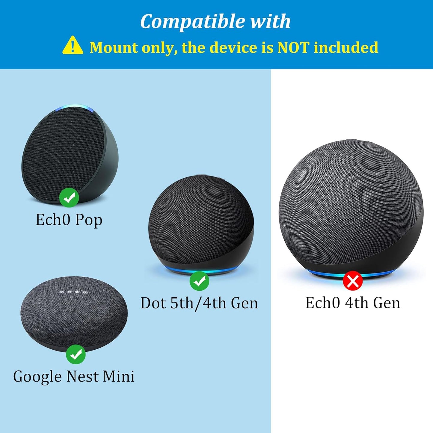 PlusAcc Wall Mount for Dot 5th & Dot 4th Gen & Pop & Google Nest Mini - Upgraded Alexa Dot 5th/Dot 4th Gen Outlet Holder Stand Shelf Accessories with Cable Management, No Drilling Required (White)