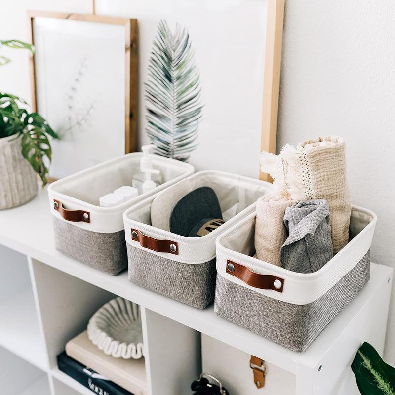 OrganiHaus Large Fabric Storage Baskets for Shelves 3 Pack, 15x11in Closet Storage Bins for Shelves, Cloth Baskets, Fabric Storage Cubes, Linen Closet Organizers, Fabric Basket, White Basket