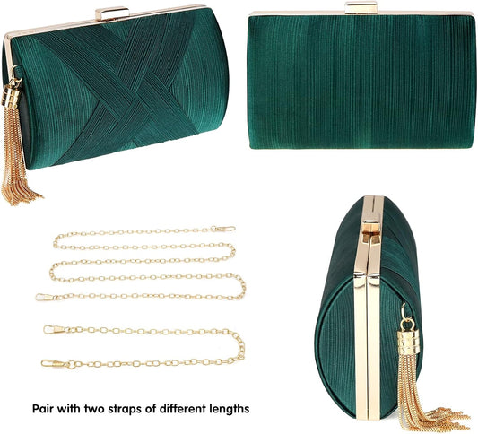 Women's Evening Bag Clutch Purses Tassel Crossbody Bags for Wedding Prom Night out Party - PuriLite
