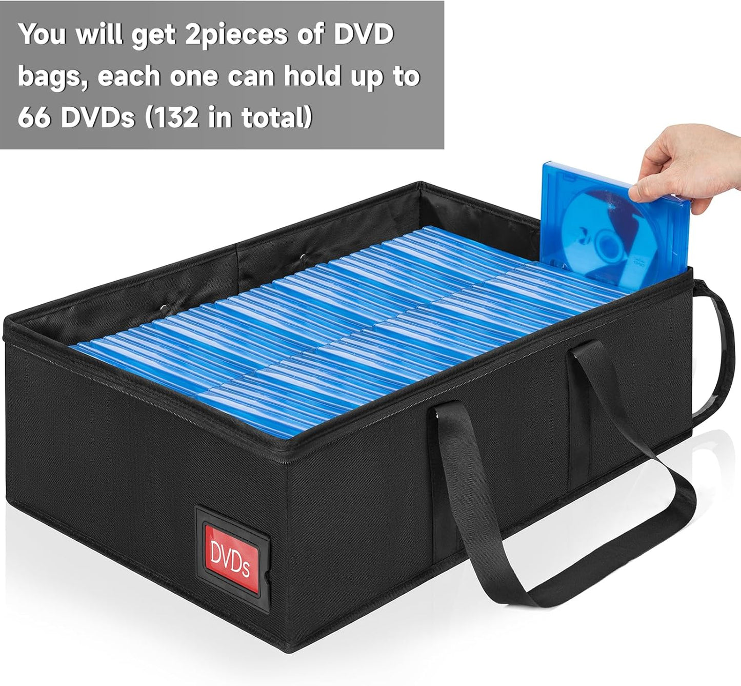 4 Pack-DVD Storage Boxes, PVC Clear Lid, DVD Case Holder Organizer with Index Labels-15.4"x 5.5"x 7.9" DVDs Storage Holder Bags for DVDs, CDs, Video Games, Books, Each Hold up to 25 DVDs Jewel Cases