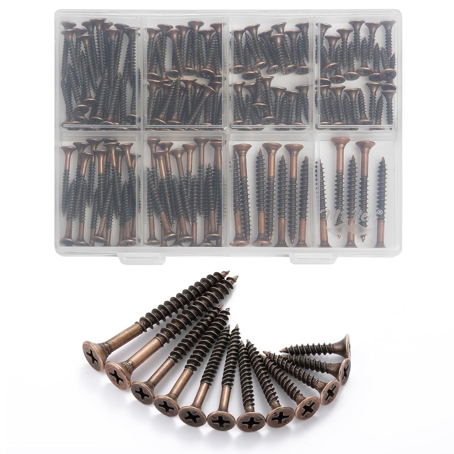 Mr. Pen Wood Screws Assortment Kit, 152 Pcs, Phillips Tips, Wood Screws, Screws, Assorted Screws, Screws Set, Flat Head Screws, Assorted Wood Screws, Screws Assortment, Screw Set Assortment