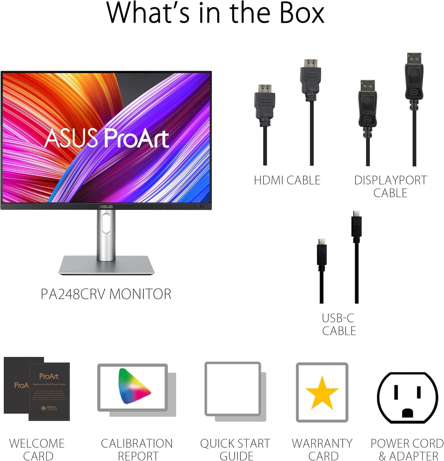 ASUS ProArt Display 27" Monitor PA278CV - WQHD (2560 x 1440), IPS, 100% sRGB, 100% Rec. 709, ΔE < 2, Calman Verified, USB Hub, USB-C, DisplayPort Daisy-Chaining, HDMI, Eye Care, Height Adjustable , BLACK/SLIVER