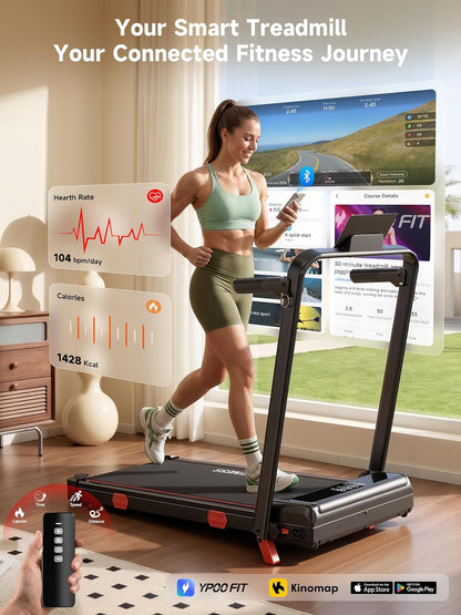 RHYTHM FUN 16% Walking Pad Treadmill with Incline, Foldable Walking Pad with Handle Bar, Compact Walking Treadmill with Low Noise for 300 lbs Weight Capacity Home Office Use