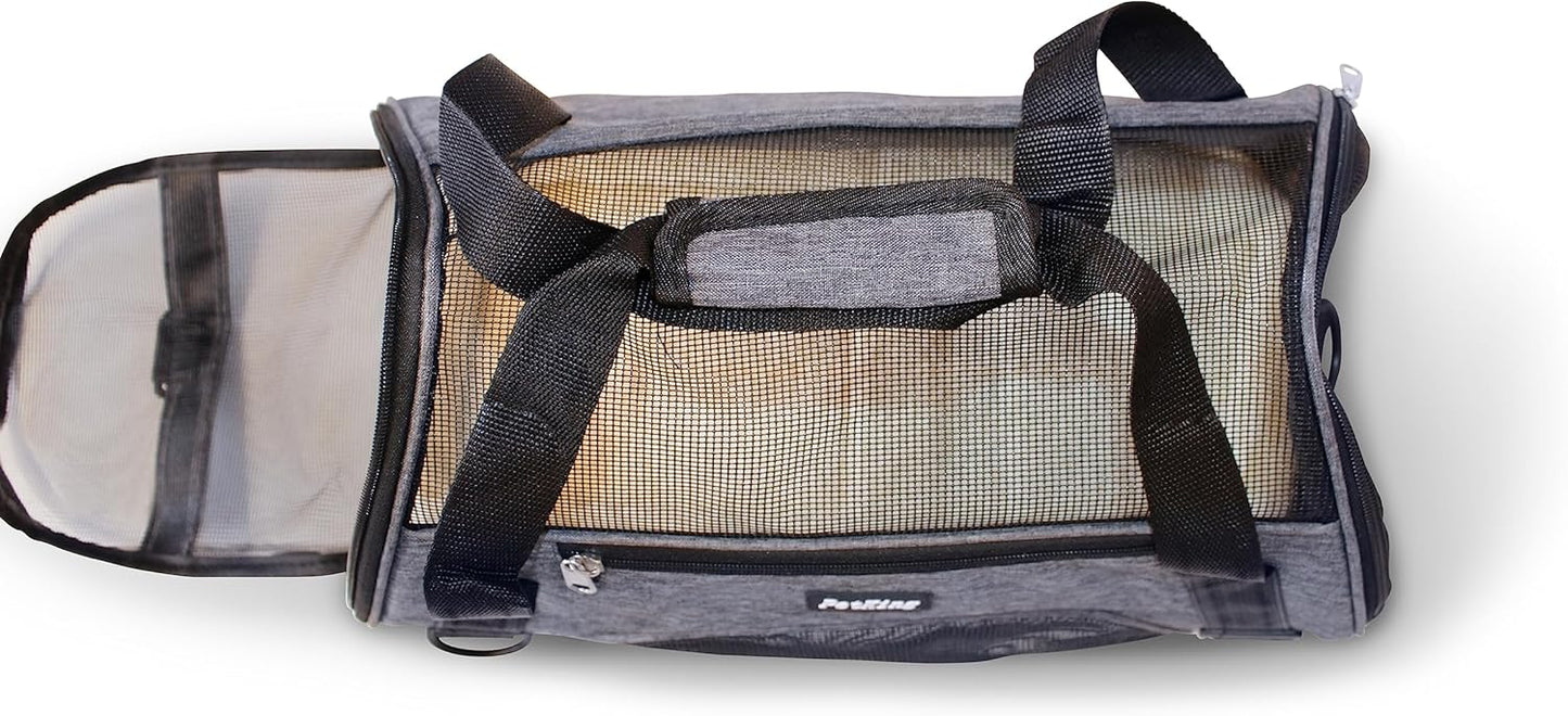 LuggageKing Soft-Sided Pet Carrier Travel Bag - Dog Carrier for Very Small Dogs, Medium-Sized Cat Carrier - Shoulder Strap, Buckle Zippers (M) (Dark Grey)