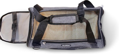 LuggageKing Soft-Sided Pet Carrier Travel Bag - Dog Carrier for Very Small Dogs, Medium-Sized Cat Carrier - Shoulder Strap, Buckle Zippers (M) (Dark Grey)