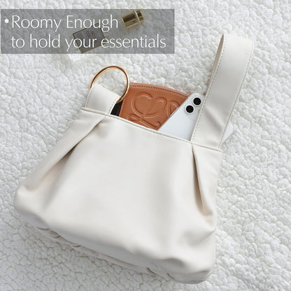Women's Clutch Soft Vegan Leather Hobo Top Handle Bag Small Tote Purse