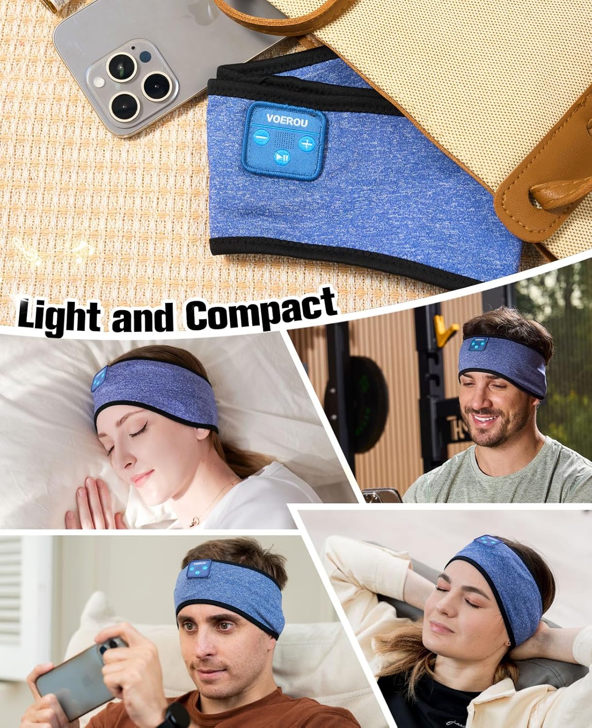 Sleep Headphones Bluetooth Headband, Voerou Wireless Sleeping Headphones Earbuds Sleep Mask with Stereo Speakers-Cool Tech Gadget for Men Women,Perfects for Sleep Workout Running Yoga Travel Insomnia