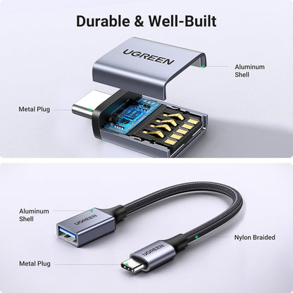 UGREEN USB C to USB Adapter 2 Pack, USB 3.2 Gen 2 10Gbps USB C Adapter USB C Male to USB 3.2 Female Adapter OTG Compatible with iPhone 15, Galaxy S24 S23 Ultra, MacBook Pro Air, iPad Pro Mini, Grey