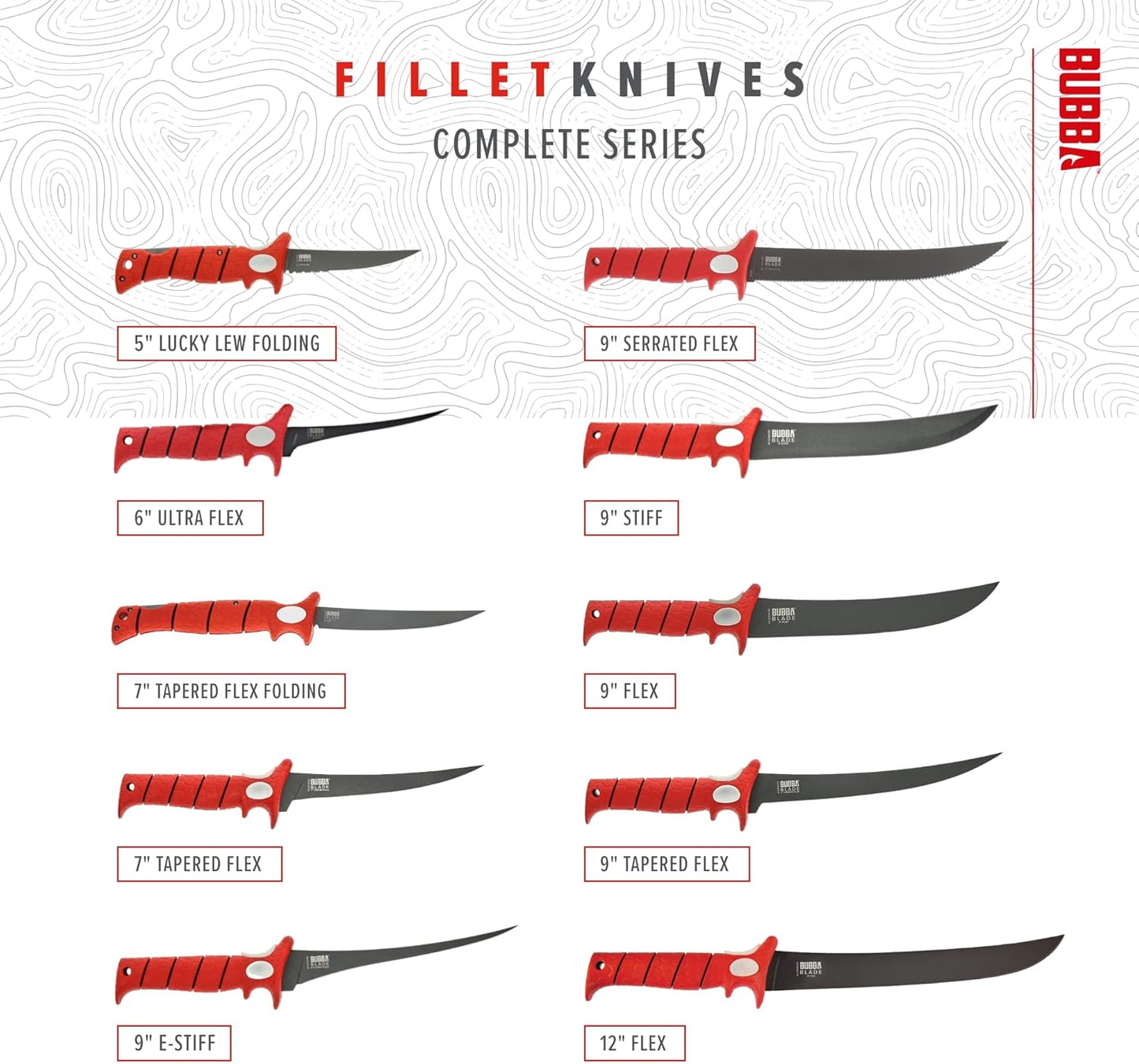 Fishing Fixed Blade 9 Inch Tapered Flex Fillet Knife