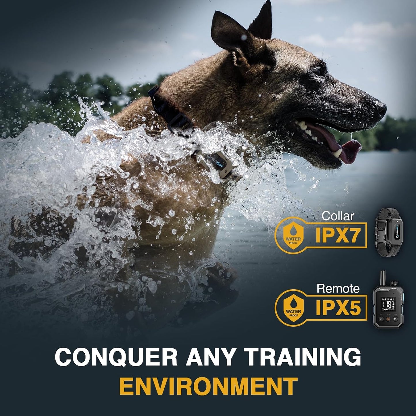 ABBIDOT Shock Collar - 4500ft Range Dog Training Collar, Super Mode, E-Clicker, Night Light, Safety Lock, Waterproof Rechargeable E Collar for Small Medium Large Dogs (Black, 1 Collar)