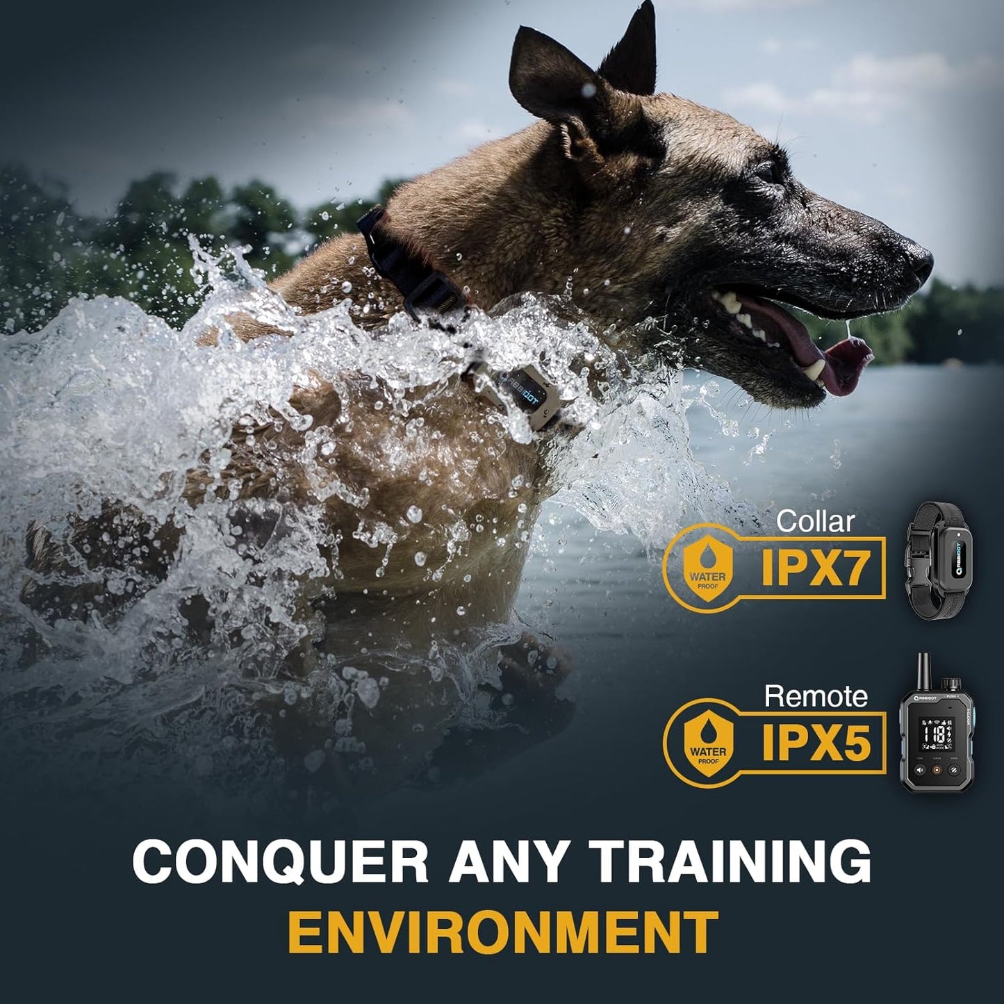 ABBIDOT Shock Collar - 4500ft Range Dog Training Collar with Remote, Super Mode, E-Clicker, Night Light, Safety Lock, Waterproof & Rechargeable E Collar for Small Medium Large Dogs (Black, 2 Collars)
