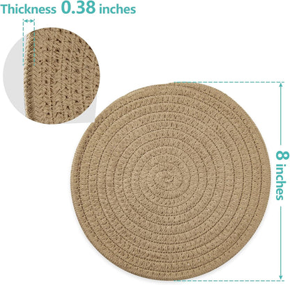 Trivets for Hot Dishes, Pots and Pans, 8 Inches Hot Pads 5 Pcs, Pot Holders for Kitchen, Heat Resistant Mat Protect Counter, Coasters Set Home Essentials Farmhouse Decor (Blue)
