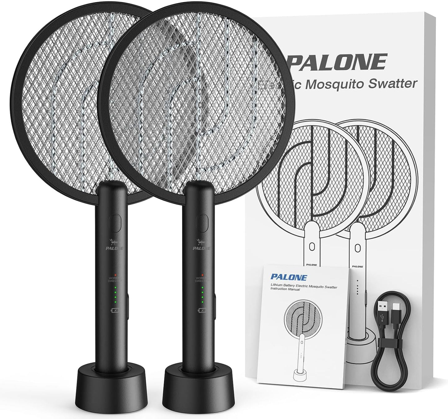 PALONE Bug Zapper Racket 3000V Electric Swatter 3 Layers Lamp Indoor Zapper Without Waving Hands for Kitchen, Home, Garden and Outdoors