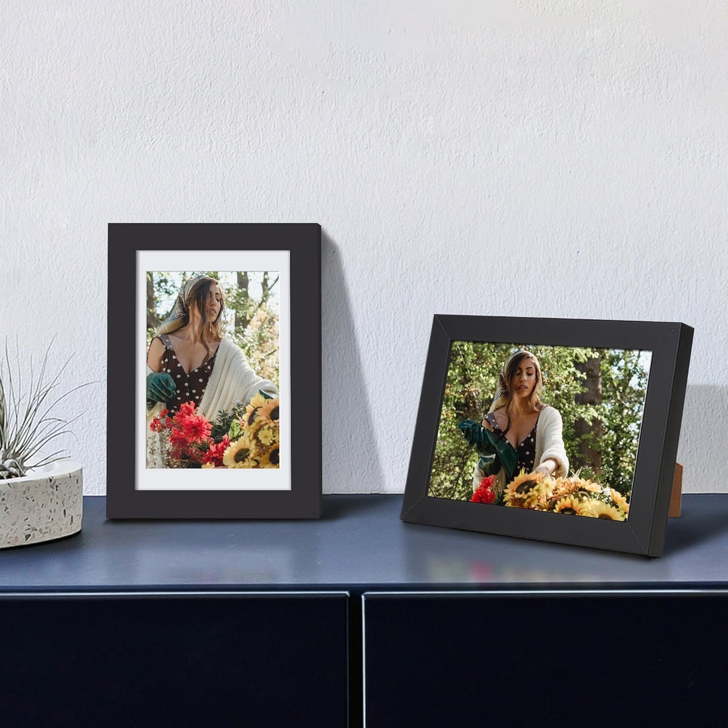 upsimples 11x14 Picture Frame, Display Pictures 8x10 with Mat or 11x14 Without Mat, Wall Hanging Photo Frames, Black