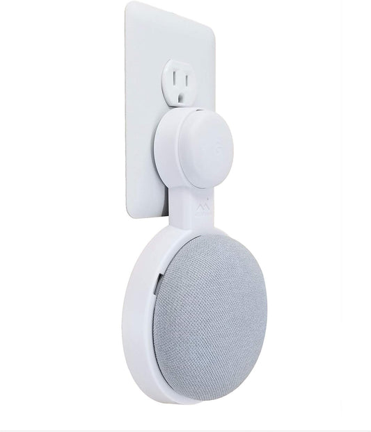 The Mini Genie for Google Nest Mini (2nd Gen) | Cleanest Design | Lowest Profile | No Ugly Bulk | Vertical or Horizontal | Outlet Wall Mount Hanger Stand (White, 1-Pack)