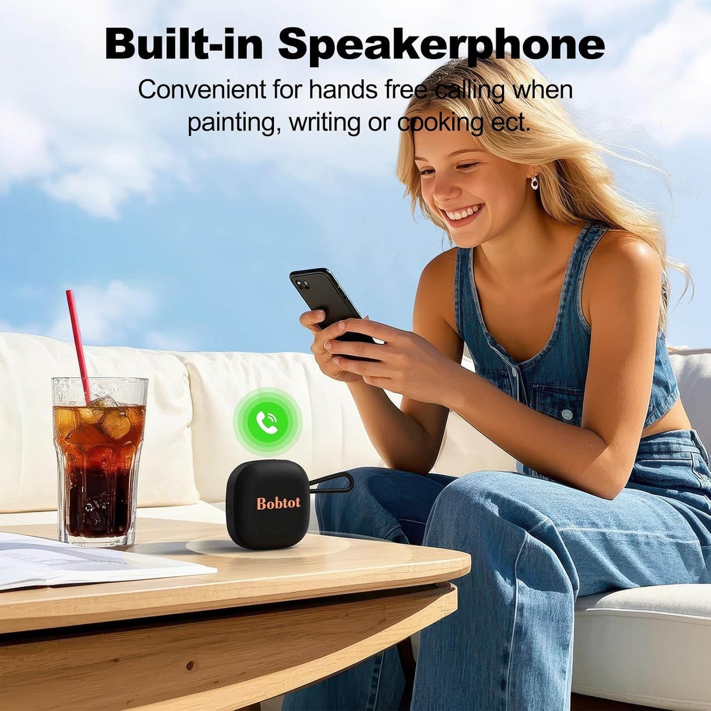 Bobtot Portable Bluetooth Speakers Wireless - IPX7 Waterproof Mini Shower Speaker with 16 Hours Playtime, Loud Stereo Sound, Rich Bass, TWS, Built-in Mic, Small Size for Travel Sport, Green