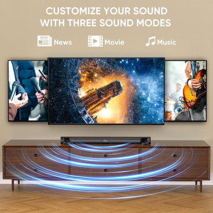 Saiyin 31" Detachable Sound Bar for Smart TV, 2.1ch Surround Sound Home Theater System, Bluetooth 5.3 Soundbar, TV ARC/Optical/AUX, Wall Mountable for TV/PC/Gaming/Projectors