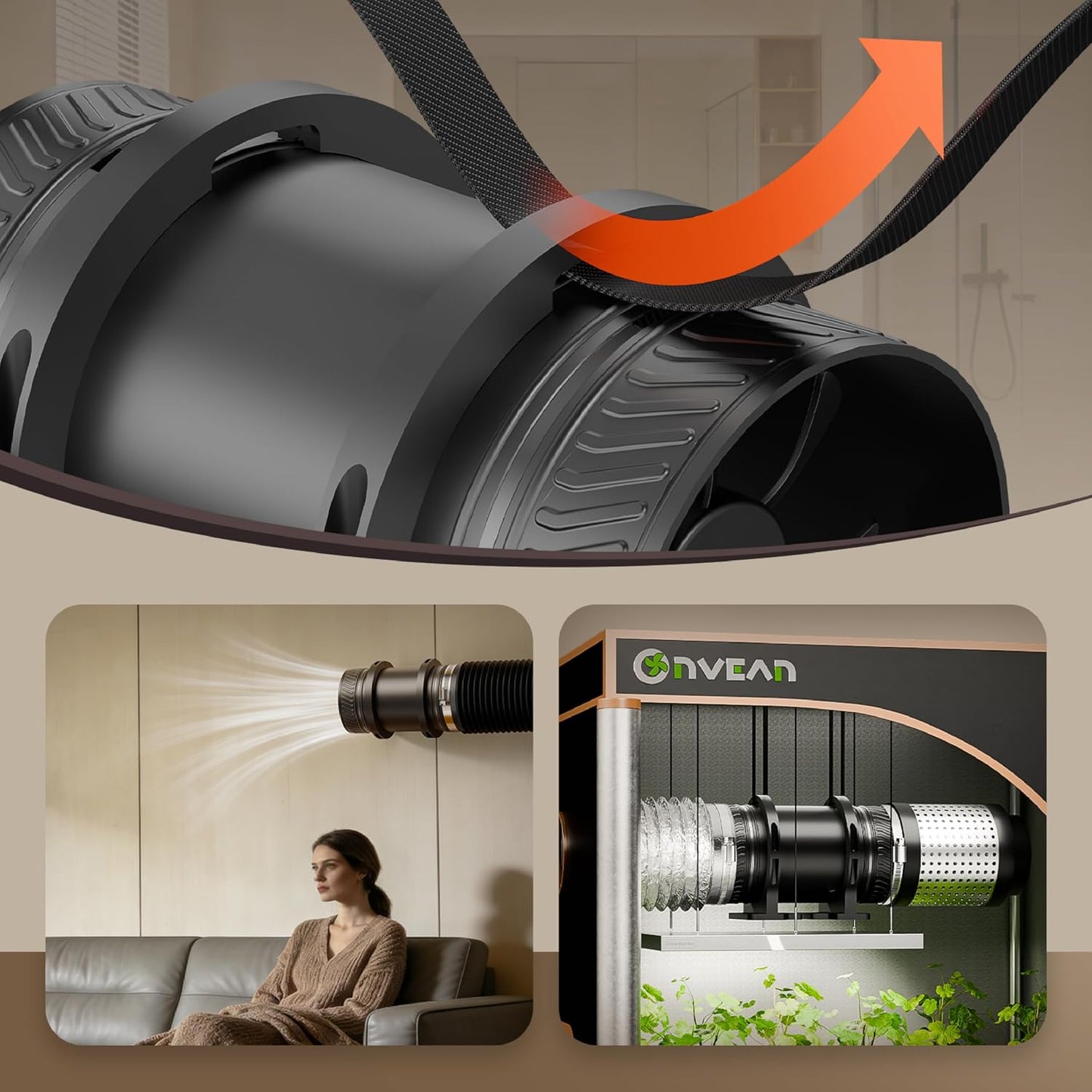 4-Inch Inline Duct Booster Fan | Temperature & Humidity Sensor with Remote Control