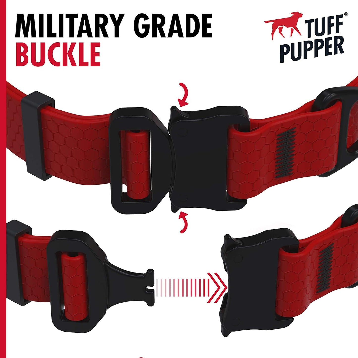 Tuff Pupper Waterproof Action Collar for Dogs | Heavy Duty Water Proof Dog Collar | Tear Proof & Odor Free | Rust-Proof Metal Hardware | Tactical Quick Release Buckle | for Adventurous, Active Dogs