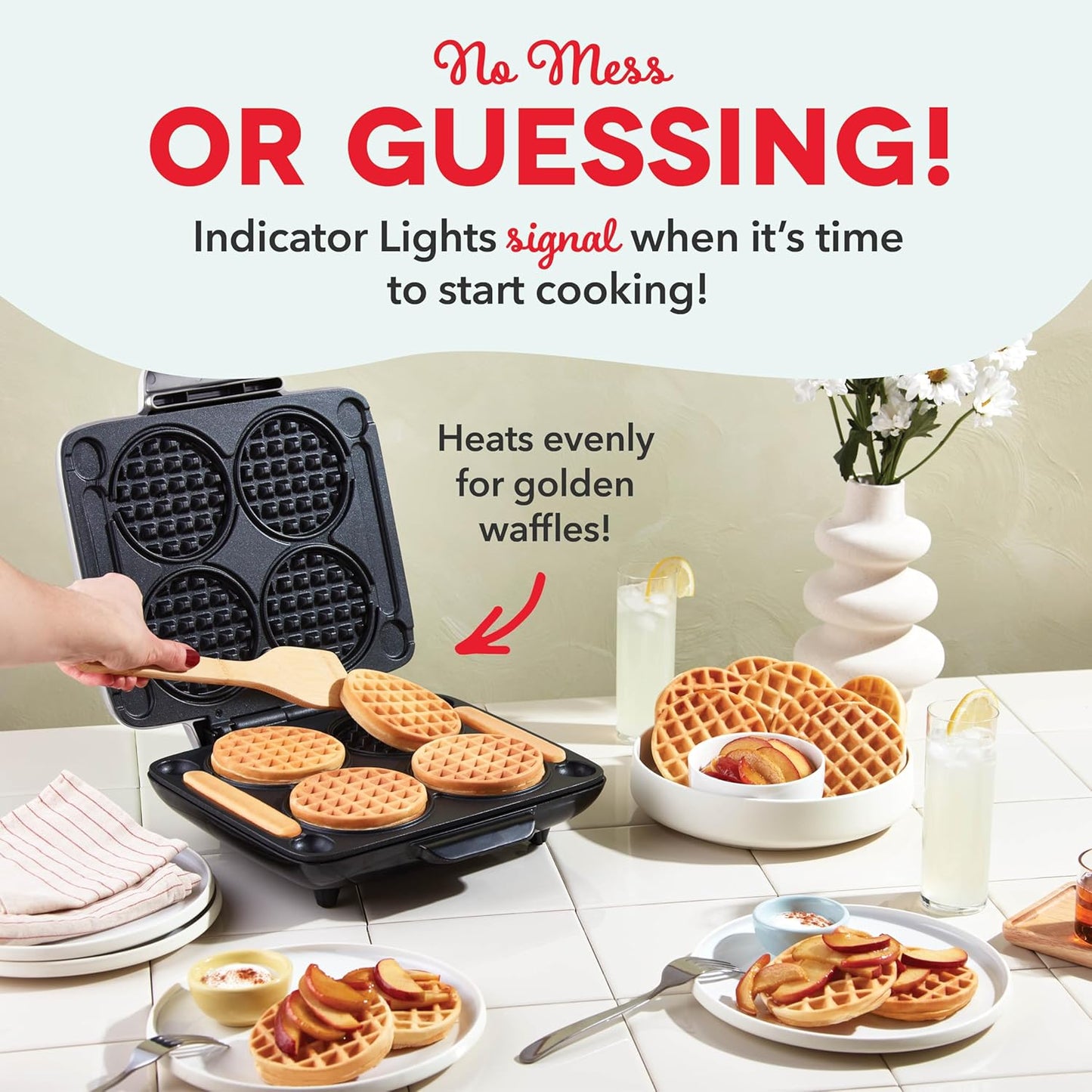 DASH Mini Maker Electric Round Griddle for Individual Pancakes, Cookies, Eggs & other on the go Breakfast, Lunch & Snacks with Indicator Light + Included Recipe Book - Aqua,4 Inch