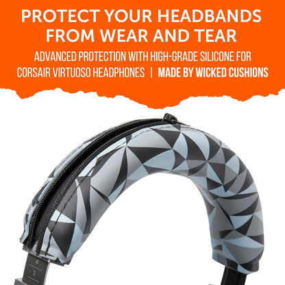 WC BandZ Virtuoso V2 - Silicone Headband Cover for Corsair Virtuoso Headphones by Wicked Cushions | Machine Washable, No More Flaking Leather | for Virtuoso Wireless, XT, and SE | Black Camo