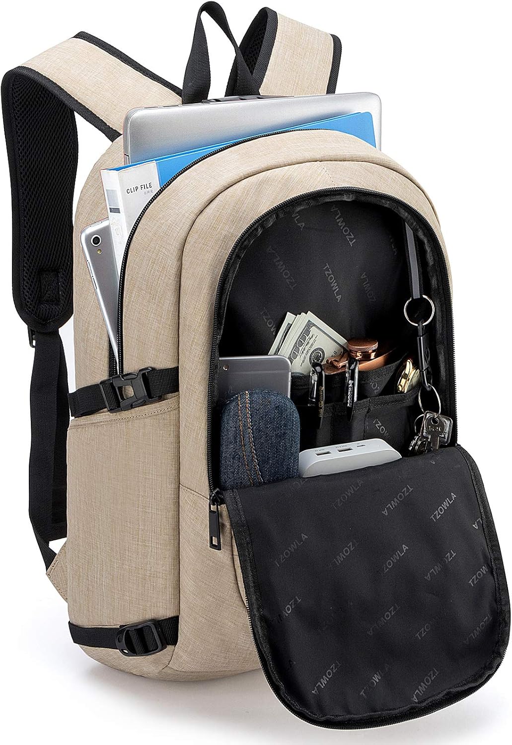 Tzowla Laptop Travel Slim School Backpack Water Resistant Anti-Theft Bag with USB Charging Port and Lock 15.6 Inch Computer Business Backpacks for Men Women College Student Gift,Bookbag Casual Daypack