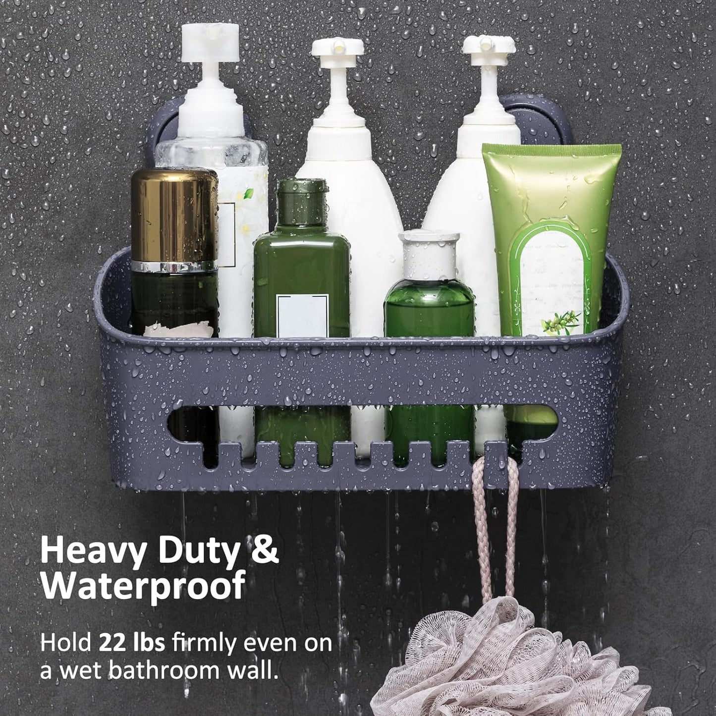 LEVERLOC Shower Caddy Suction Cup, 2 Pack Black Shower Shelf with Hooks and Soap Holder, NO-Drilling Bathroom Organizer, Rustproof Metal Bathroom Storage and Organization