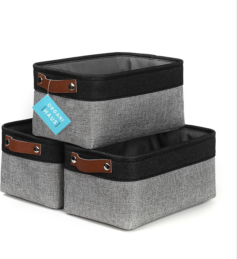 OrganiHaus Large Fabric Storage Baskets for Shelves 3 Pack, 15x11in Closet Storage Bins for Shelves, Cloth Baskets, Fabric Storage Cubes, Linen Closet Organizers, Fabric Basket, White Basket