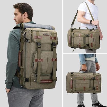 WITZMAN Canvas Backpack Vintage Travel Backpack Large Laptop Bags Convertible Shoulder Rucksack