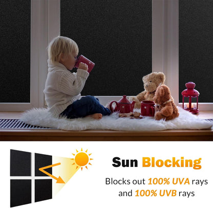 rabbitgoo Window Films for Privacy, Static Cling Frosted Glass Sticker, Non-Adhesive Privacy Film Sun Blocking Window Covering Frosting Vinyl Bathroom Sliding Glass Door, 44.5 x 200cm, Pure Frosted