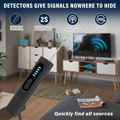 Hidden Camera Detectors,Portable Anti-Spy Detector,Bug Detector,GPS Tracker,Camera Detectors for Hotel,Bathroom,Office,Car,Travel, Protect Your Privacy in All aspects(Black)