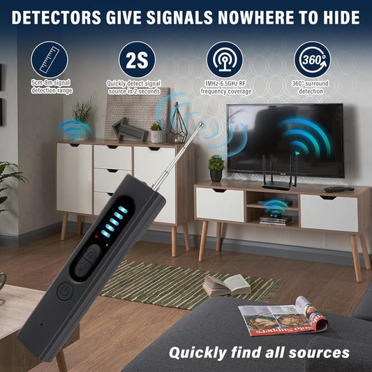 Hidden Camera Detectors,Portable Anti-Spy Detector,Bug Detector,GPS Tracker,Camera Detectors for Hotel,Bathroom,Office,Car,Travel, Protect Your Privacy in All aspects(Black)