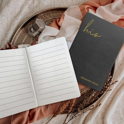 WeddingGiftsWedding Vow Books His and Hers Soft Touch Gold Foil Engraving Vow Books Wedding Essentials Wedding Accessories(TR-HH-Black)